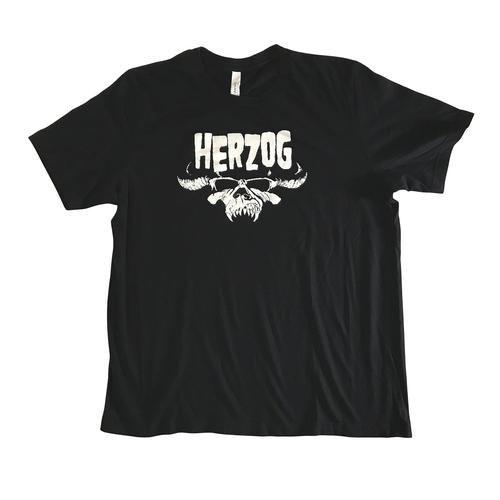 Herzog Band Graphic T-Shirt Mens XL Black Bella Canvas Horned Skull Short Sleeve